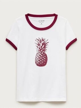 NWT J.Crew Vintage jersey pineapple graphic ringer T-shirt, Size XL